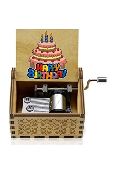 LEIBOO Cutie muzicală manuală, lemn, melodie „La mulți ani”