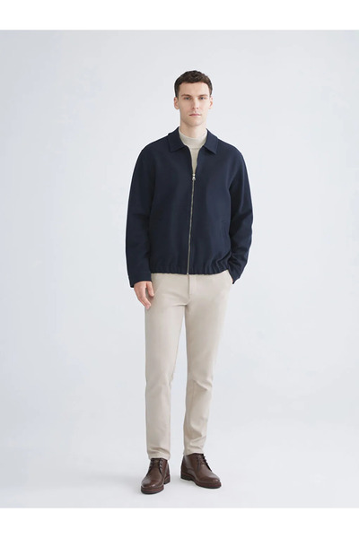 LC Waikiki SOUTHBLUE Lacivert Standart Kalıp Gömlek Yaka Erkek Mont