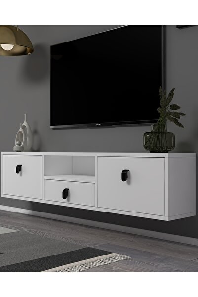 DEMONTE DECOR 1309DROPCT-1 DUVARA MONTAJ TV SEHPASI BEYAZ-SİYAH KULP