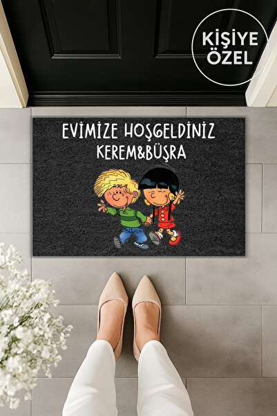 Dormot Modern Dijital Baskı Kişiye Özel Cedric ve Chen Kapı Önü Paspas – Kaym...