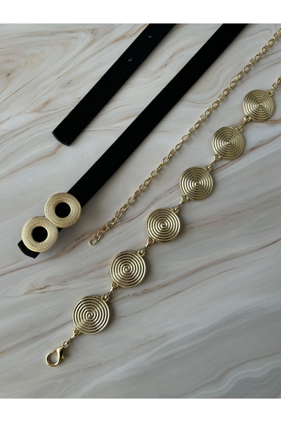 CSR AKSESUAR 2 قطعة من مجموعة أحزمة الجلد والسلاسل للملابس والسراويل والتنانير