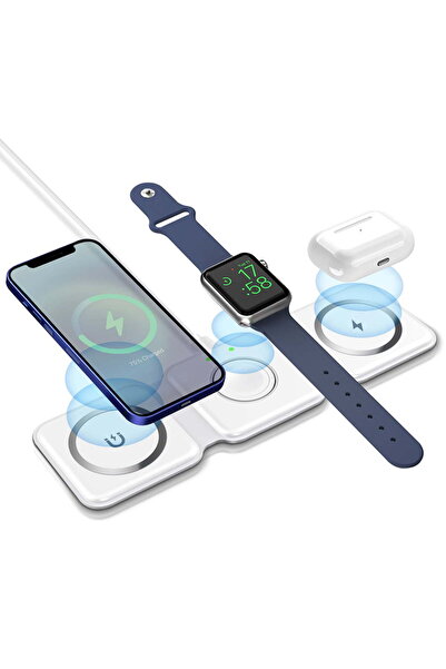 VALA Incarcator Wireless Magnetic 3 in 1 VALA® MagSafe, Ultra-Portabil, Pliabil, incarcare rapida magnet