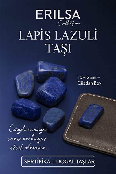 Erilsa Sertifikalı Doğal Lapis Lazuli Taşı Kütle 10-15 mm – Bilgelik, Şans ve...