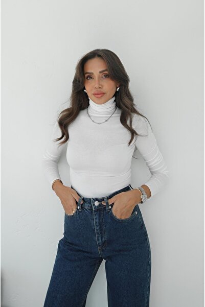 Havoş Ecru High Neck Transparent Blouse