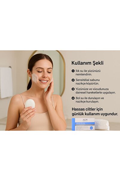 ACM Sensitelial Dermatolojik Sabun Yağlı Karma Ciltler İçin Karşıtı Sebum Yüz Vücut Temizleyici