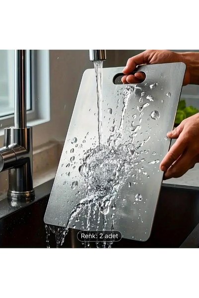 TURGAY AŞKIN TA COLLECTION Set of 2 Stainless Steel Cutting Boards (15X24-24X34 cm) Kitchen Use