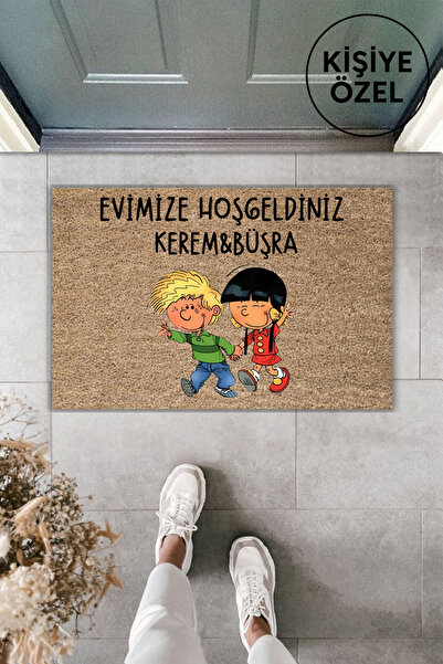 Dormot Modern Dijital Baskı Kişiye Özel Cedric ve Chen Kapı Önü Paspas – Kaymaz, Dekoratif, 70x45 cm