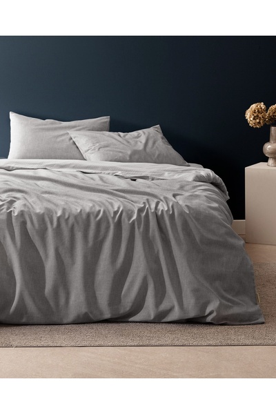 Madame Coco Delrico Cotton Double Printed Duvet Cover Set - Gray
