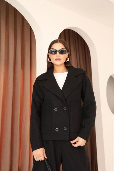 polle معطف قصير أسود للنساء