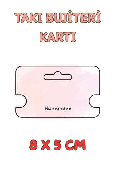 Emtory Home Handmade Toz Pembe 100 Adet Kolye Kartı - Bileklik Kartı - Takı K...