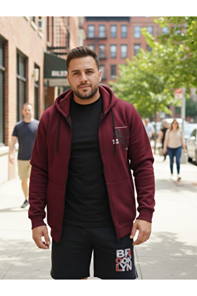 BERNEO Unisex Hooded Detailed Zippered 3 Thread Jacket