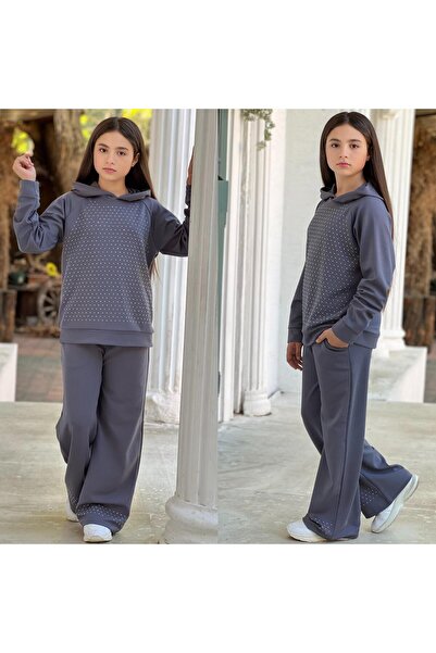 KOKOŞ BEBEK Stone Detailed Hooded Girls' Tracksuit Set – Age 6/16 (31494)