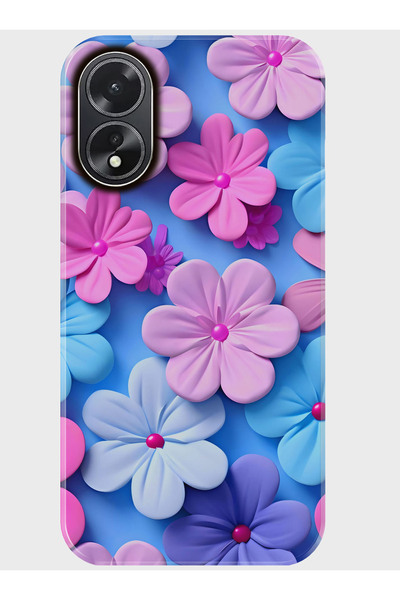 OPPO A38 Uyumlu Kılıf Kamera Korumalı Baskılı Silikon Kapak - purpleflowers