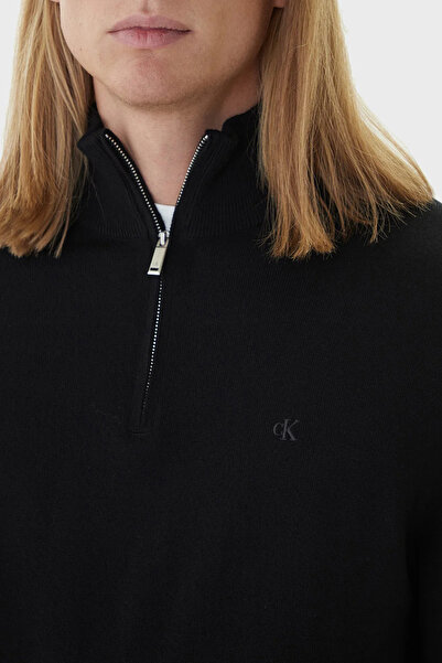 Calvin Klein Yünlü Regular Fit Yarım Fermuarlı Dik Yaka Kazak LV04LD318GUB1 Erkek KAZAK LV04LD318G U