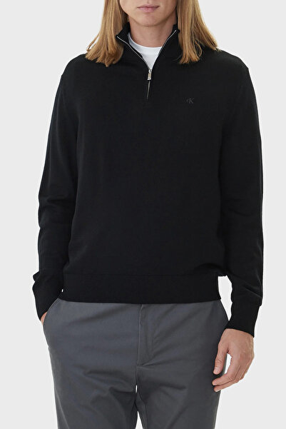 Calvin Klein Yünlü Regular Fit Yarım Fermuarlı Dik Yaka Kazak LV04LD318GUB1 Erkek KAZAK LV04LD318G U