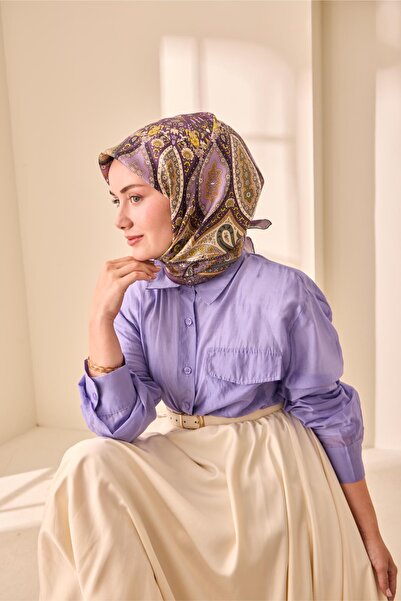 Silk Home Eșarfă de mătase Tivil IST 11476 - 39 Motiv etnic prune