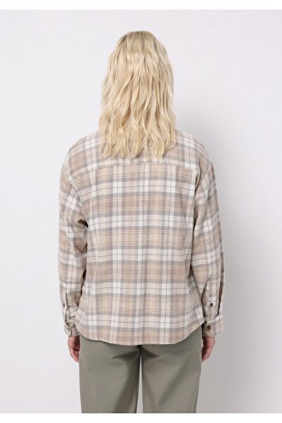 Colin's Regular Fit Shirt Neck Plaid Women's Beige Long Sleeve Shirt