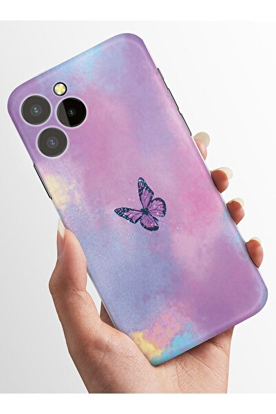 oukitel C21 Plus Uyumlu Kamera Korumalı Baskılı Silikon Kapak - Mariposa