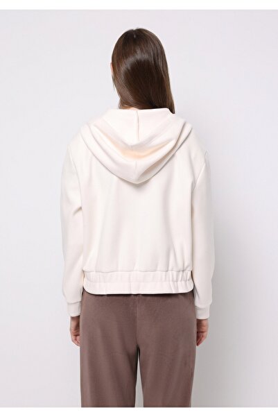 Colin's Regular Fit Kapüşonlu Düz Kadın Beyaz Sweatshirt