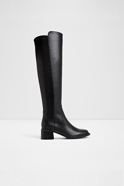 Aldo ANAHI - Kadın Siyah Hakiki Deri Blok Topuklu Fermuarlı Diz Üstü Çizme