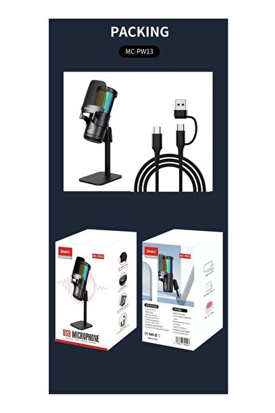 Jmary ميكروفون سطح المكتب USB MC-PW13