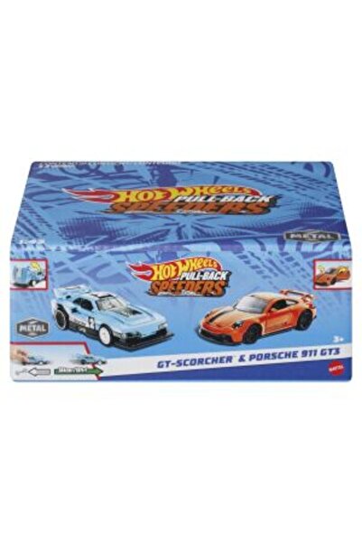 mattel Hot Wheels Set 2 Masinute Metalice Pull Back Gt-Scorcher Si Porsche 911 Gt3 1:43