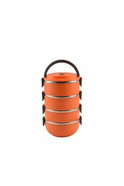 Perfect Home Food transport containers, plastic, set of 4 pcs, orange, 4x500 ml,