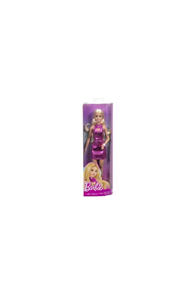 Barbie Fashionistas Blonde Doll with Metallic Pink Dress