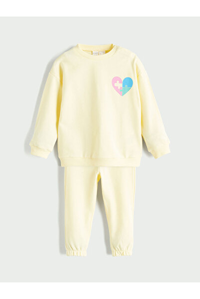 LC Waikiki Peak Yeni Sezon Bisiklet Yaka Baskılı Kız Bebek Pijama Takımı