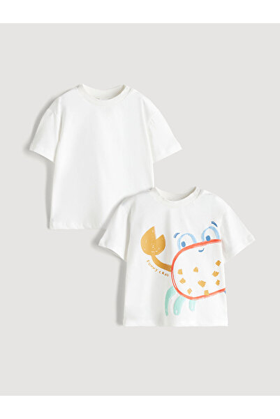 LC Waikiki Nevavm Farkıyla Oval Collar Baby Boy T-Shirt 2-Pack