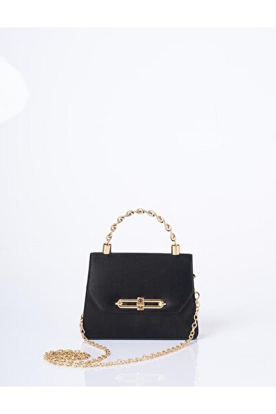 Kayra Satin Bag with Handle Black