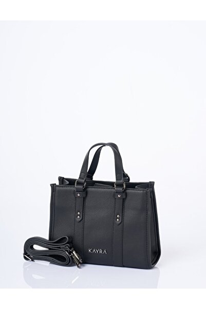 Kayra Faux Leather Tote Bag with Shoulder Strap Black