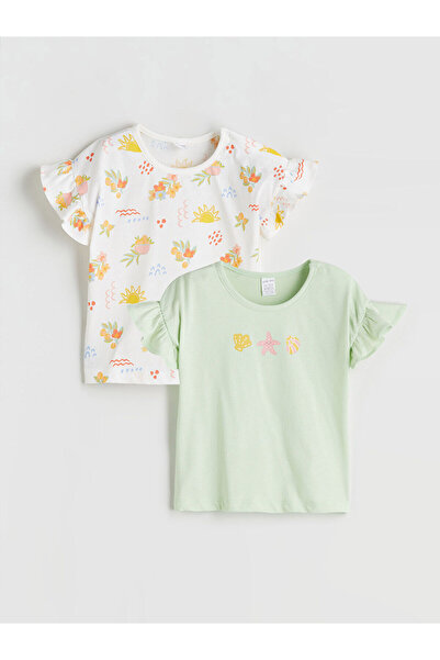 LC Waikiki Crew Neck Patterned Baby Girl Blouse 2-Pack