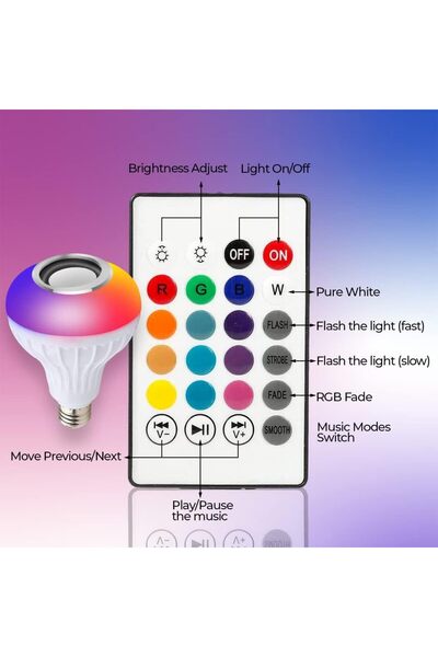 Generic Wireless Bluetooth Light Bulb Speaker RGB Smart Music Bulb with Remote Control for Home & Party