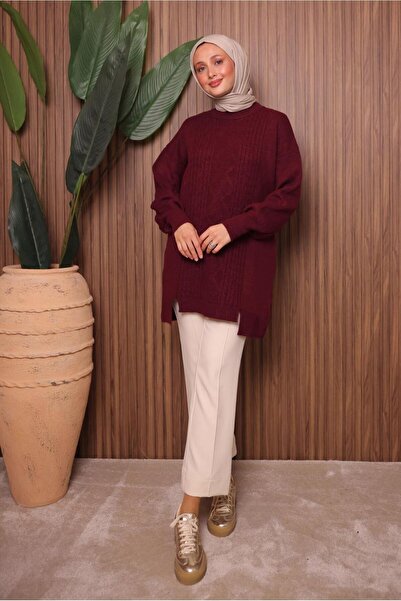 TRENDTESETTÜR Women's Burgundy Knit Tunic t 2307