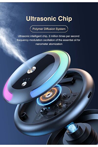 Generic مرطب هواء السيارة وناشر الروائح ٢ في ١ | إضاءة LED، ناشر زيوت عطرية، ومعطر جو