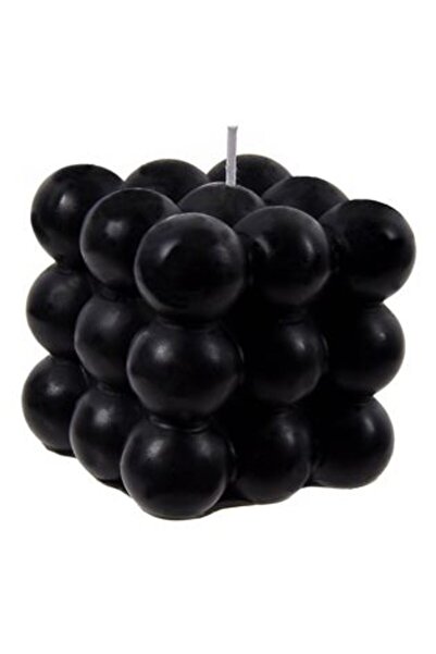 Silver Star Lumânare cub neagră cu mărgele mari 6 x 6 x 6 cm