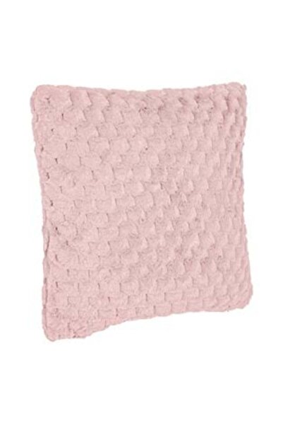 Jumbo Decorative Pink Faux Fur Pillow with Embossed Pattern for Sofa 60 x 60 cm