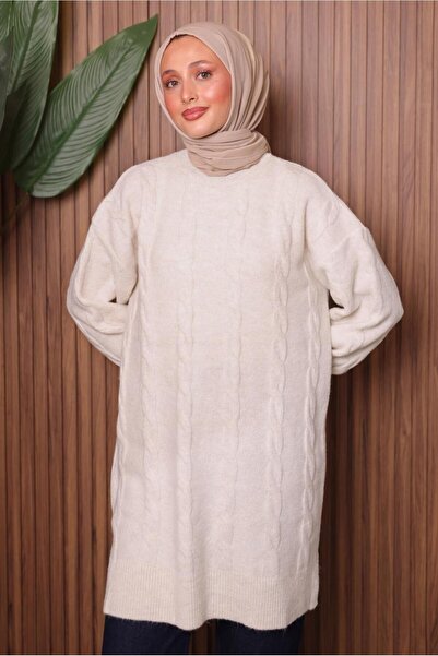 TRENDTESETTÜR Women's Ecru Tricot Tunic t 4107