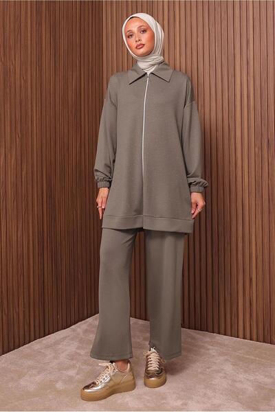 TRENDTESETTÜR Women's Mink Stone Printed Pants Suit t 9035