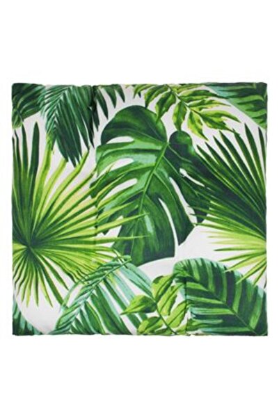 Jumbo Pernă albă cu model tropical cu frunze verzi pentru scaun 42 x 42 cm