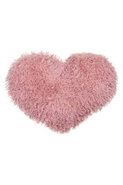 Jumbo Decorative Pillow Shaggy Heart Dusty Pink 44 x 39 cm