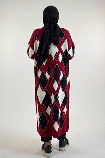 TRENDTESETTÜR Women's Burgundy Baklava Patterned Tunic t 61381