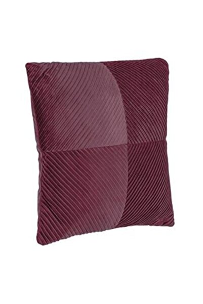 Jumbo Winter Decorative Pillow Bordo Velvet with Embossed Stripes 45 x 45 cm