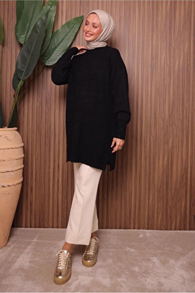 TRENDTESETTÜR Women's Black Knit Tunic t 1107
