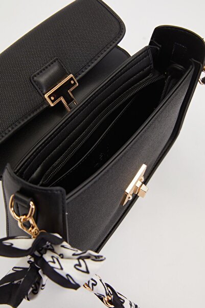 Levidor Black Scarf Tie Detail Shoulder Bag