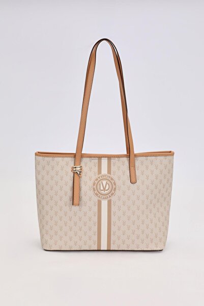 Levidor Khaki Gold Shoulder Bag with Accessory Detail