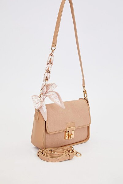 Levidor Khaki Scarf Tie Detail Shoulder Bag