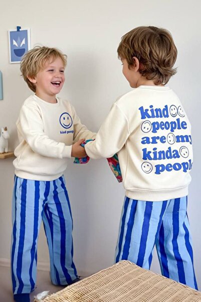 Minigimin Cicileri Costum pentru copii unisex cu dungi cu detaliu Smile - Alb...