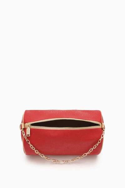 Levidor Red Printed Cylinder Model Handbag